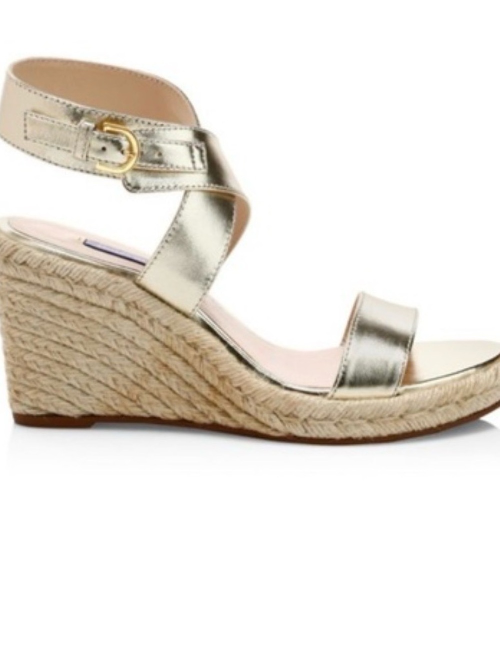 Stuart Weitzman Metallic Gold Espadrille Wedge‎ Sandals